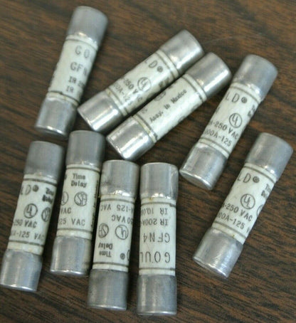 LOT of 9 / GOULD GFN4 TIME-DELAY FUSES / 4A / 250VAC / NEW SURPLUS