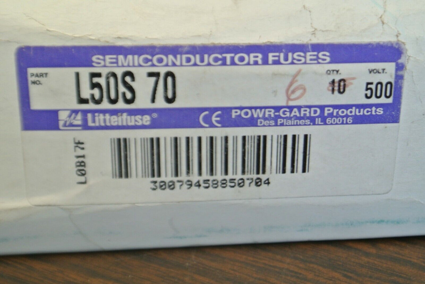 LITTELFUSE L50S70 / POWR-GARD SEMICONDUCTOR FUSE / 70A / 500VAC / NEW SURPLUS