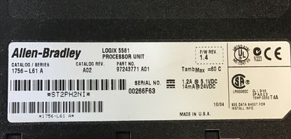 ALLEN BRADLEY 1756-L61 SER.A PROCESSOR UNIT F/W REV. 1.4 CAT.REV.A02