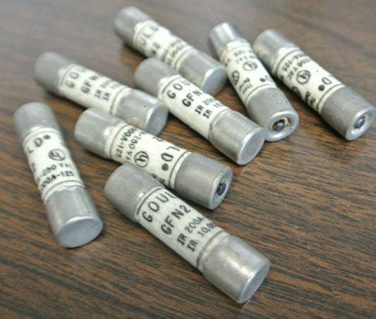 LOT of 8 / GOULD GFN2 TIME-DELAY FUSES / 2A / 250VAC / NEW SURPLUS / GFN 2