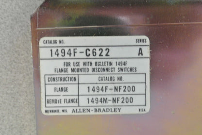 ALLEN-BRADLEY 1494F-C622 FUSE BLOCK ADAPTER PLATE KIT / 600V, 200A / NEW SURPLUS