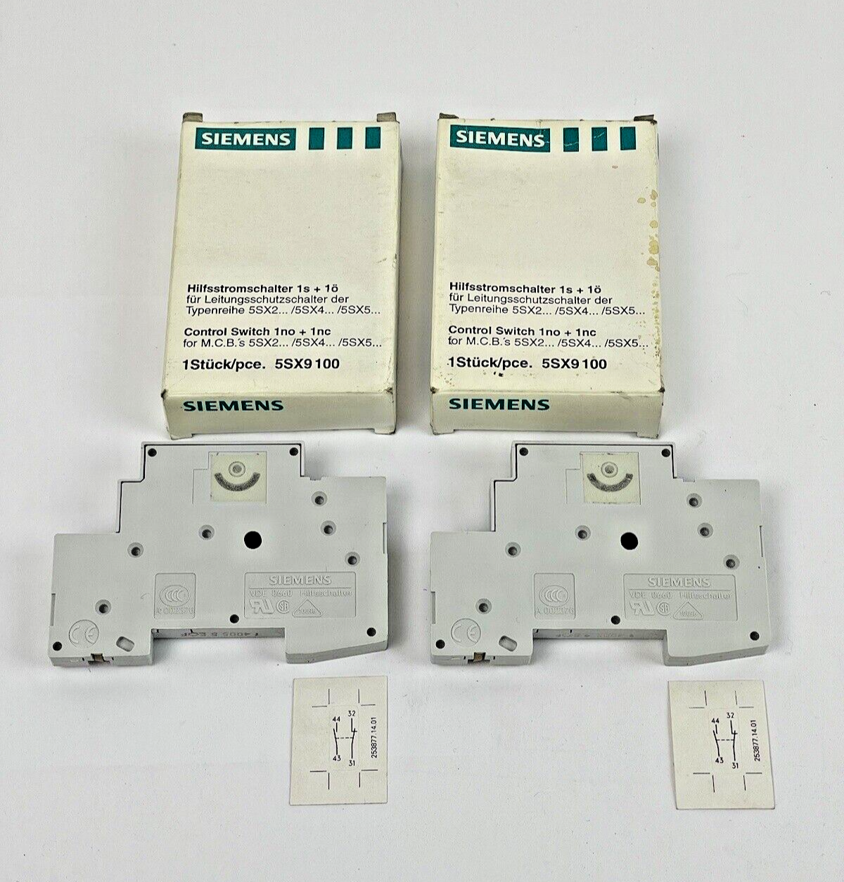 SIEMENS *LOT OF 2* - 5SX9100 -AUXILIARY CONTACT BLOCK -MINIATURE CIRCUIT BREAKER