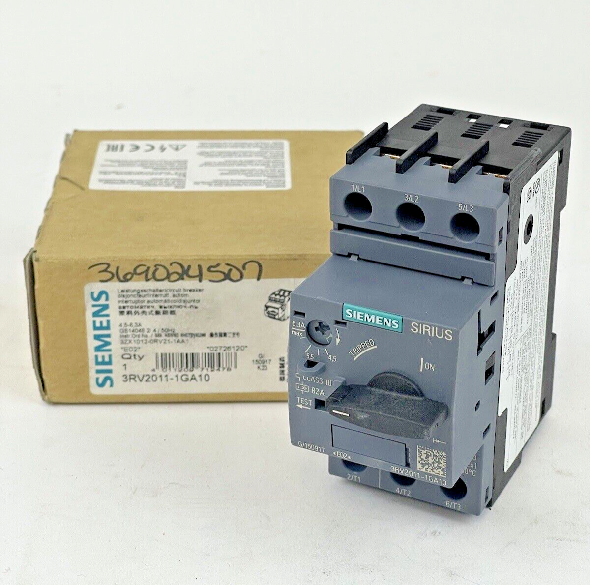 SIEMENS - 3RV2011-1GA10 - CIRCUIT BREAKER / MOTOR PROTECTOR