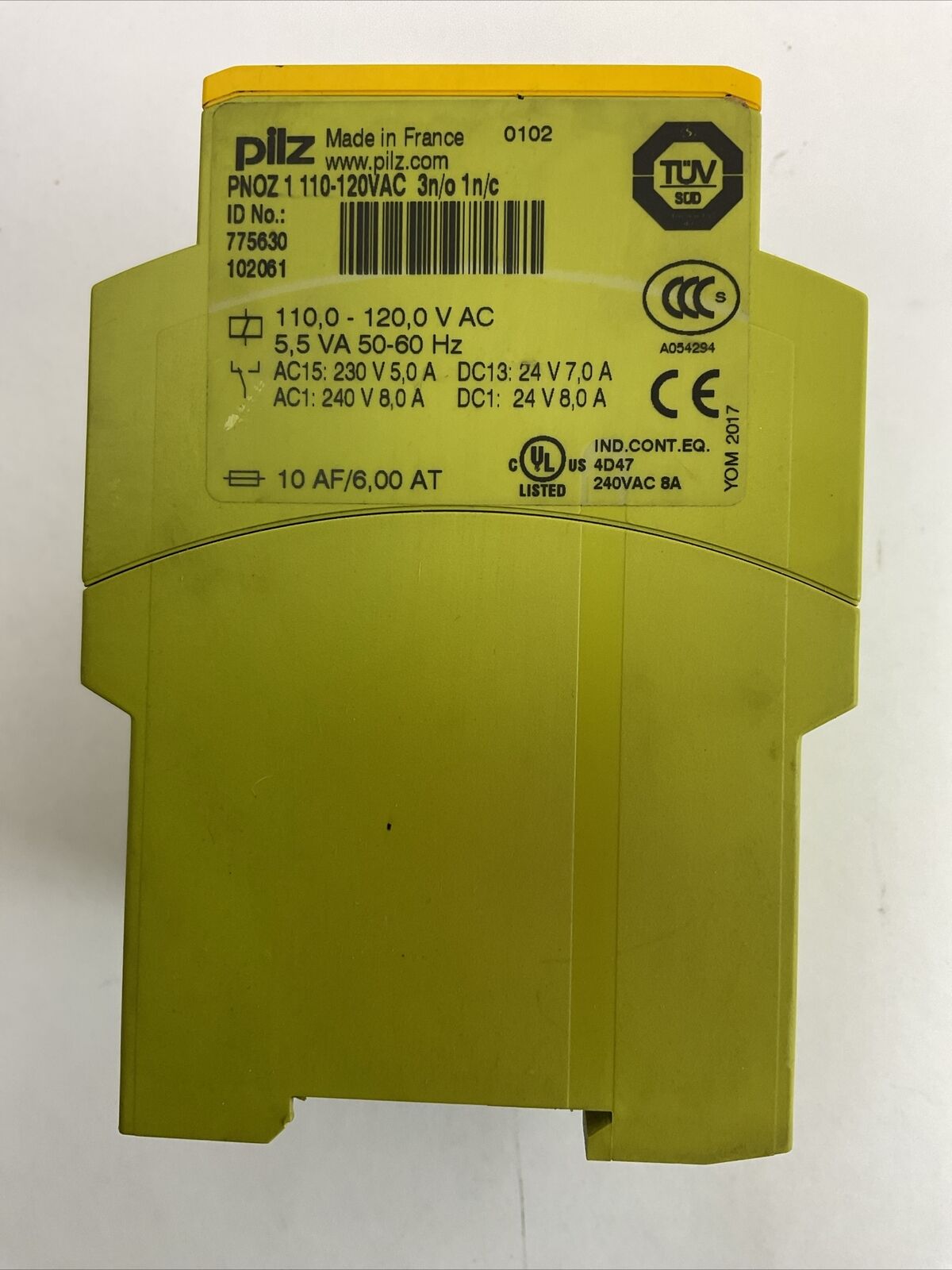 PILZ PNOZ 1 110-120VAC 3n/o 1n/c SAFETY RELAY