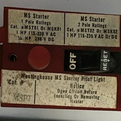 WESTINGHOUSE MST01SNIP STARTER 115-230VAC/VDC