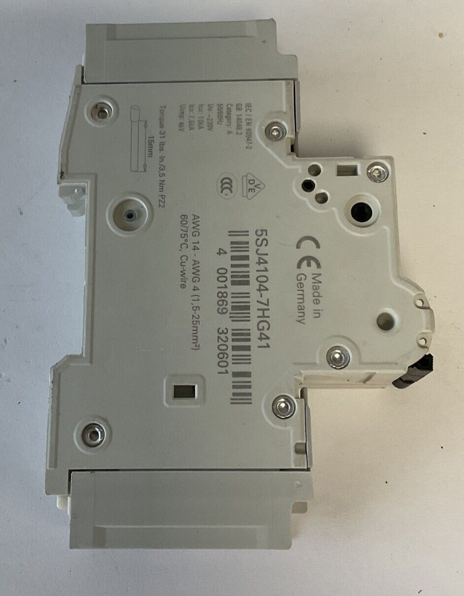 SIEMENS 5SJ4101-7HG41 CIRCUIT BREAKER 4A AUXILIARY CIRCUIT SWITCH