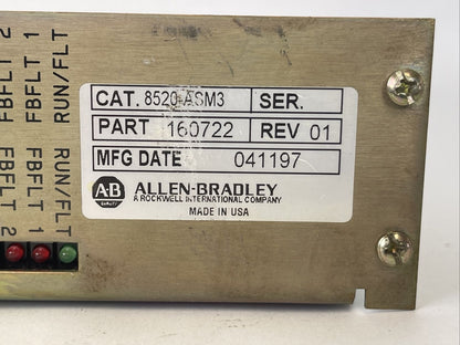 ALLEN BRADLEY 8520ASM3 SERVO MODULE ANALOG REV 01 PART 160722