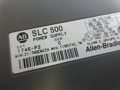 ALLEN-BRADLEY 1746-P2 Ser. C + 1746-IB16 & (3) 1746-OB16 MODULES + 1746-A7 RACK