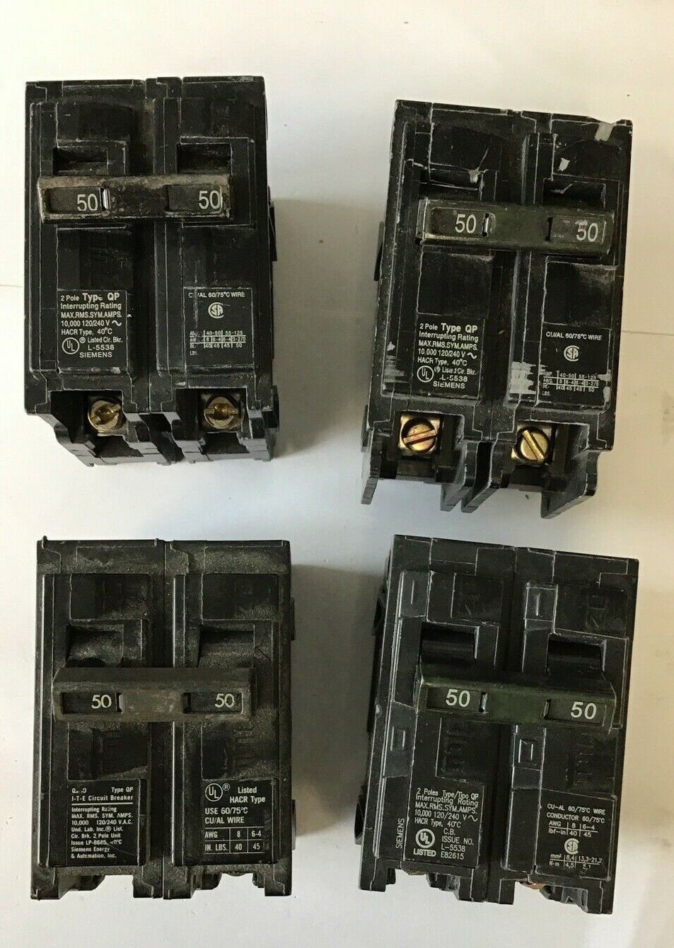 SIEMENS Q250 TYPE QP CIRCUIT BREAKER - 120/240VAC, 50A, 2-POLE ***LOTOF4***