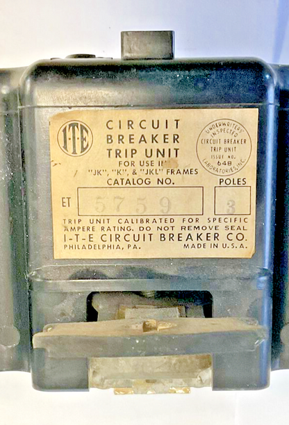 ITE ET5759 CIRCUIT BREAKER TRIP UNIT 3POLES 400A