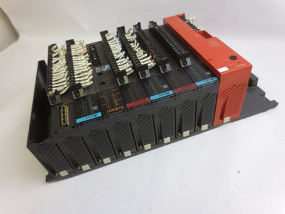 MITSUBISHI MELSEC A61P + AX41T (3) + AY51T (3) + AJ71PT32-S3 - PLC MODULES, BASE