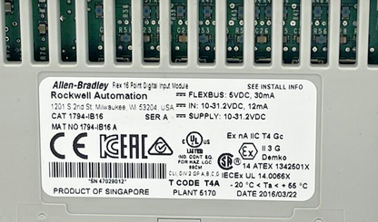 ALLEN BRADLEY - 1794-IB16 - VDC SINK INPUT MODULE - SERIES A - FLEX I/O