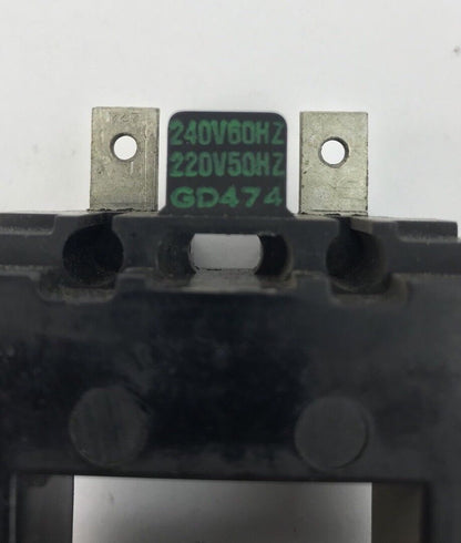 ALLEN BRADLEY GD-474 COIL, 240V-60HZ, 110V-50HZ, USED, MISSING SCREWS