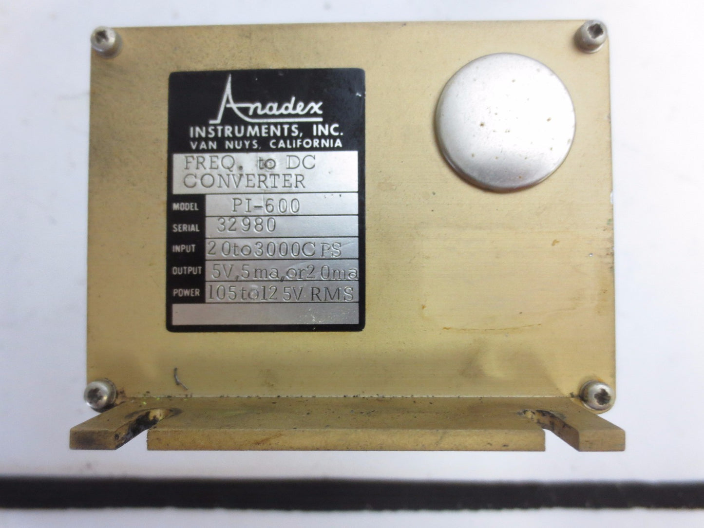 ANADEX INSTRUMENTS, INC. PI-600 FREQUENCY to DC CONVERTER 5V, 5mA, 20mA OUTPUT