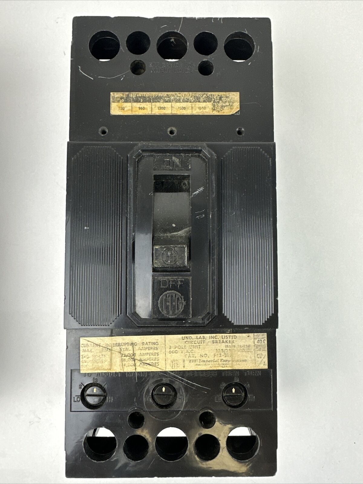 ITE FJ3B125 CIRCUIT BREAKER 125AMP 600VAC 250VDC 3POLE