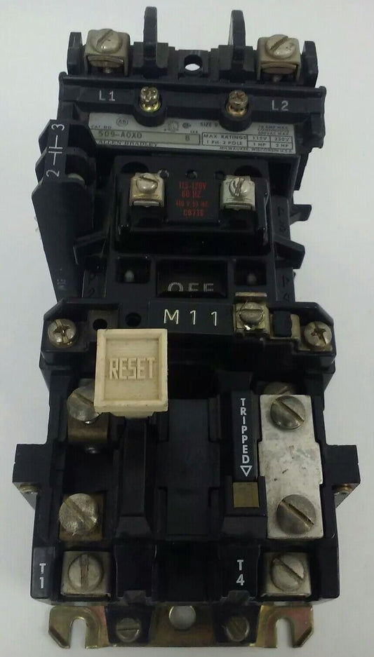 ALLEN BRADLEY 509-AOXD, SER. B, STARTER, 120V COIL CONTACTS GREAT CONDITION