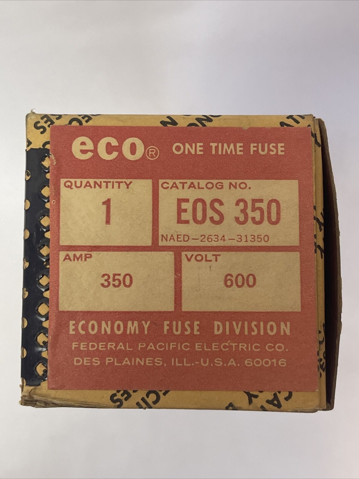 ECONOMY EOS350 ECO ONE TIME FUSE 350AMP 600VAC