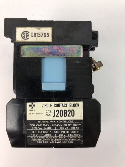 GOULD J10 J10B2012 CONTROL RELAY 300 V.A.C. MAX CONVERTIBLE CONTACTS 120V 60CY