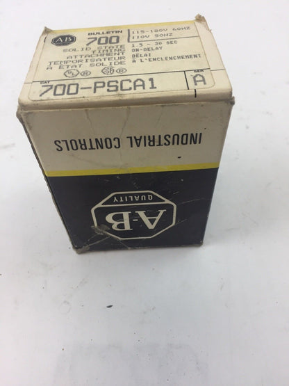 ALLEN BRADLEY 700-PSCA1 SOLID STATE TIMING ATTACHMENT 115-120V 60HZ 110V 50HZ