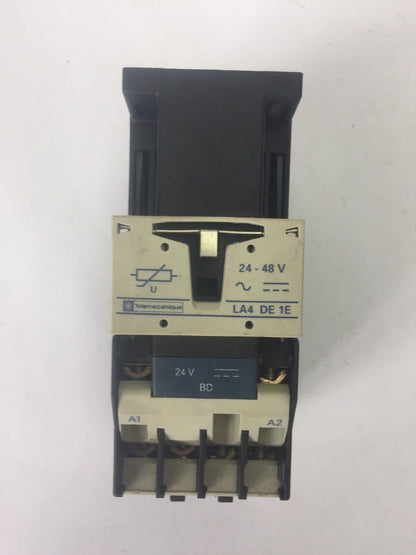 TELEMECANIQUE CA3 DN 22 CONTROL RELAY 600VAC 10A COIL 24VDC LA4 DE 1E 24-48 VAC
