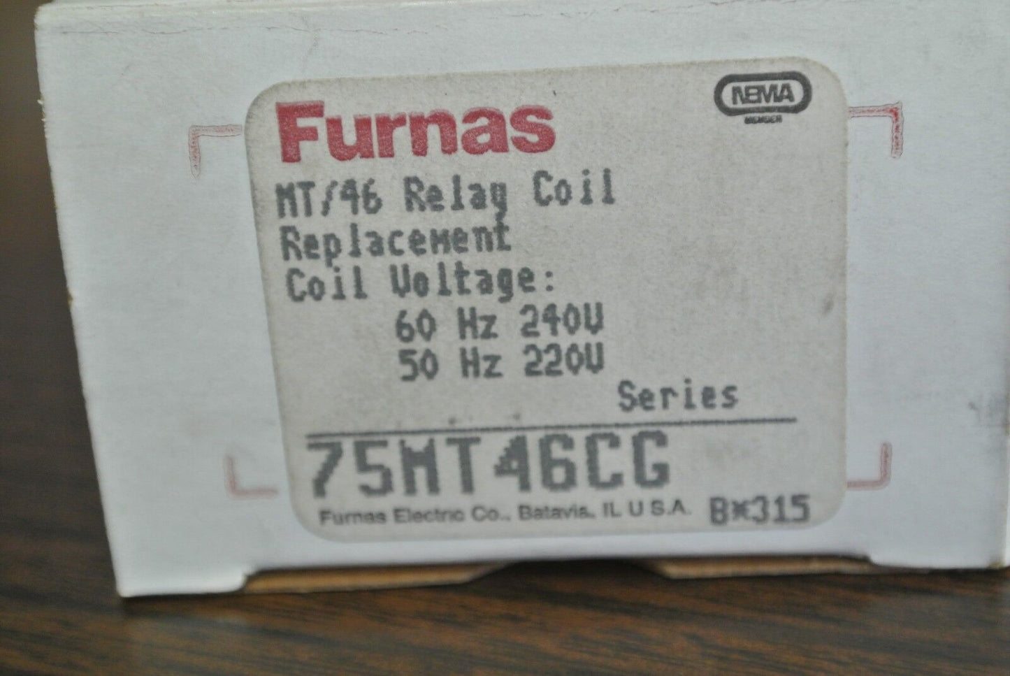 FURNAS 75MT46CG MACHINE TOOL RELAY COIL / REPLACEMENT  240V, 60Hz NEW SURPLUS