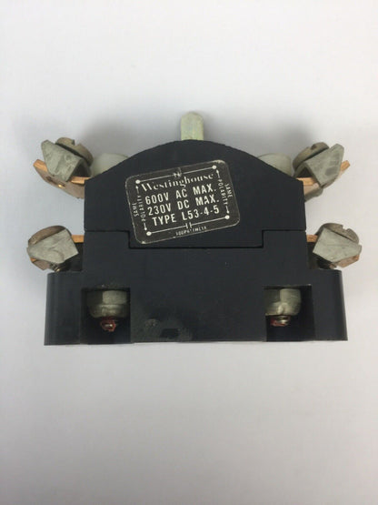 WESTINGHOUSE L53-4-5 ELECTRICAL INTERLOCK 600VAC 230VDC UNIVERSAL N.O.&N.C CONTA