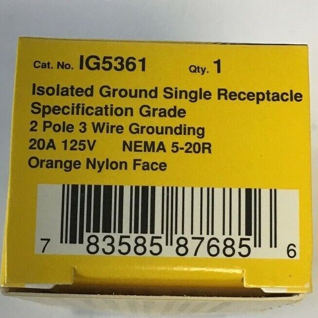 HUBBELL IG5361 STRAIGHT BLADE RECEPTACLE 2POLE 20A 125V***LOTOF2***