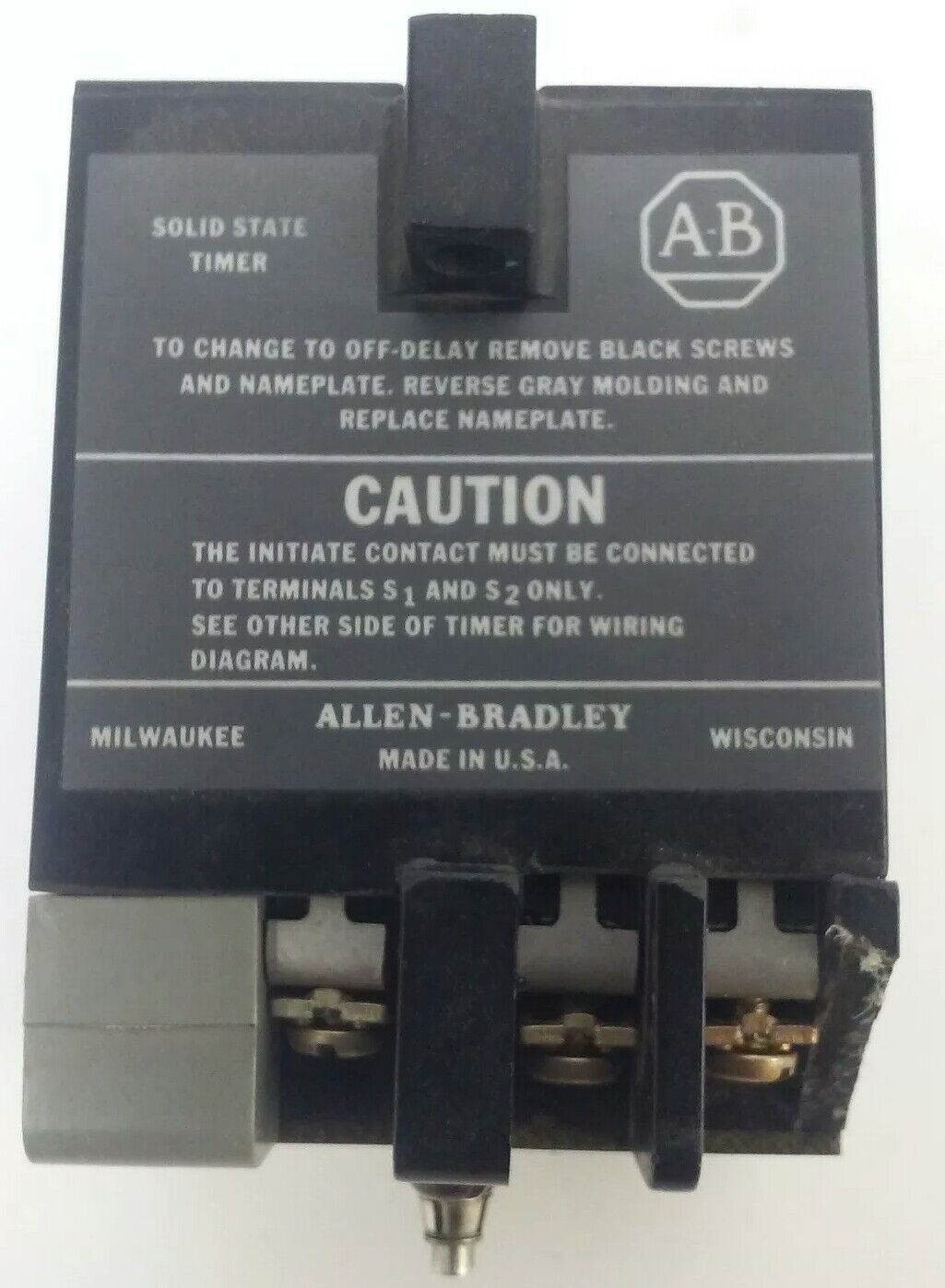 ALLEN BRADLEY 852S-NSB SER.F SOLID STATE TIMER, 0.5-30 SECONDS TIME DELAY RANGE