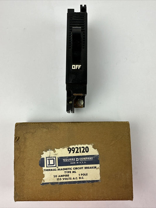 SQUARE D 992120 CIRCUIT BREAKER 125V 20AMP 1POLE TYPE ML
