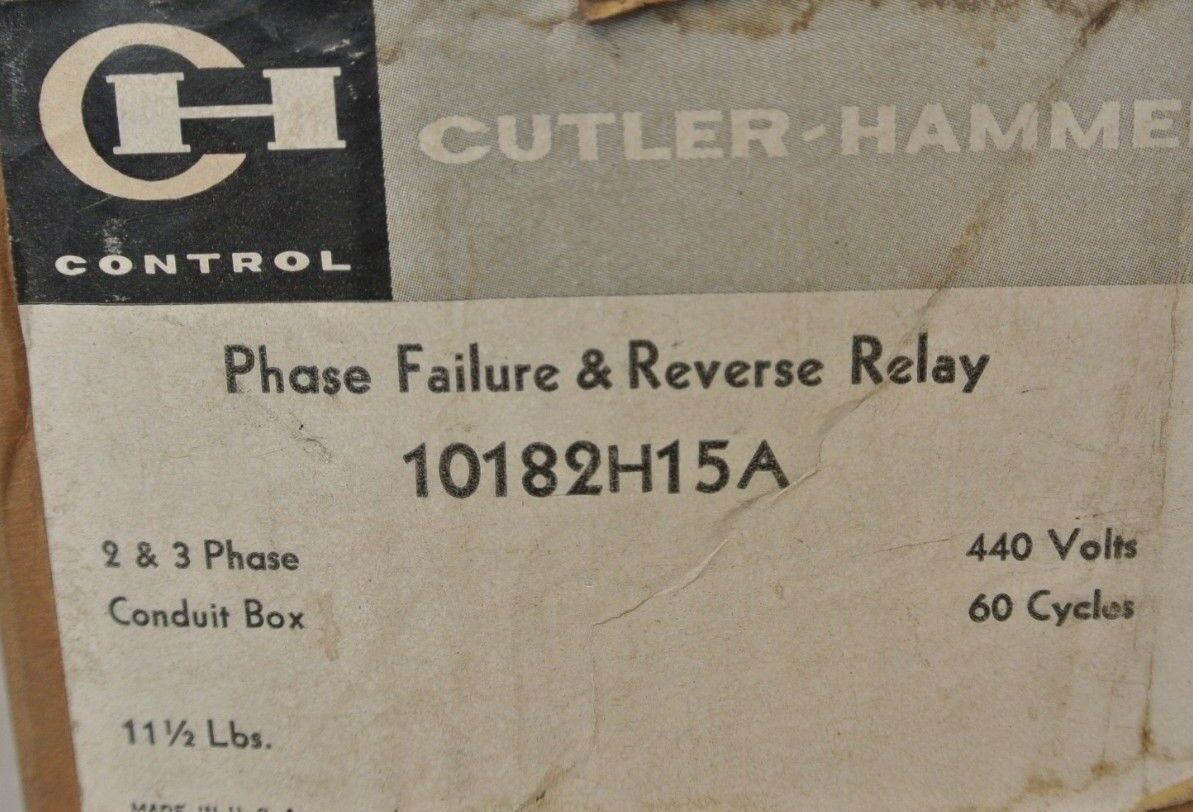 CUTLER-HAMMER 10182H15A PHASE FAILURE & REVERSE RELAY / 440V, 60Hz / NEW SURPLUS