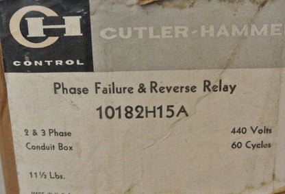 CUTLER-HAMMER 10182H15A PHASE FAILURE & REVERSE RELAY / 440V, 60Hz / NEW SURPLUS