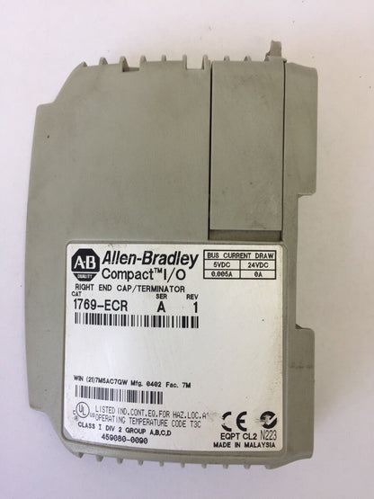 ALLEN BRADLEY 1769-ECR COMPACT I/O SER A REV 1 RIGHT END CAP / TERMINATOR