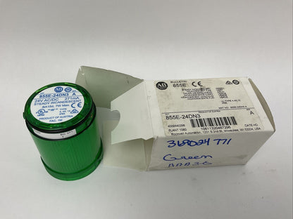 ALLEN BRADLEY 885E-24DN3 SER A 24V 271mA BD 15d 7W STEADY INCANDESCENT GREEN