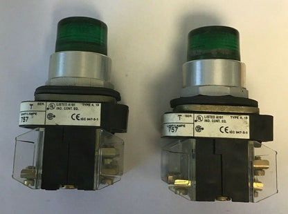ALLEN BRADLEY 800T-QB24 SERIES T GREEN PUSH BUTTON 24V AC/DC LAMP#757(LOTOF2)