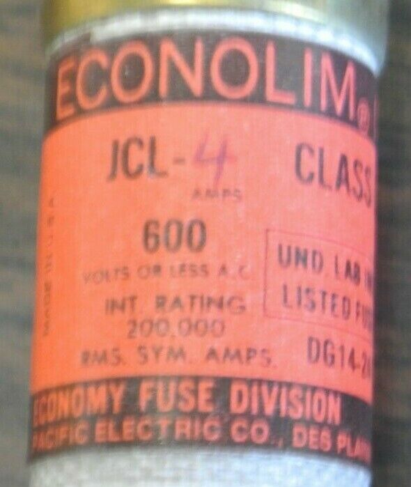 BOX of 10 / ECONOMY JCL4 CLASS J CURRENT-LIMITING FUSE / 4A / 600V / NEW SURPLUS