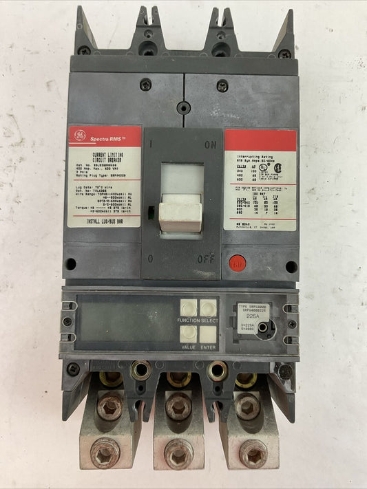 GE SGLB36BA0400 CURRENT LIMITING CIRCUIT BREAKER 400AMP 600VAC TRIP PLUG 225A