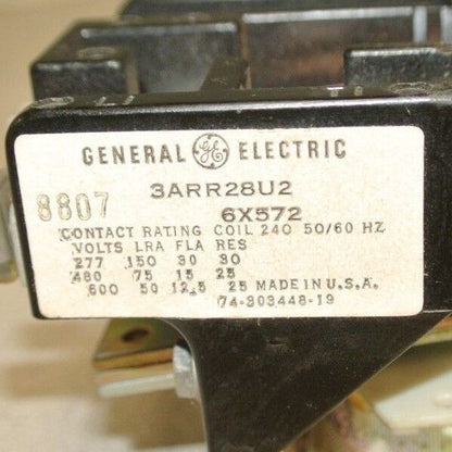 GENERAL ELECTRIC 3ARR28U2 CONTACTOR 6X572 / 240V COIL / 277-600V / NEW SURPLUS