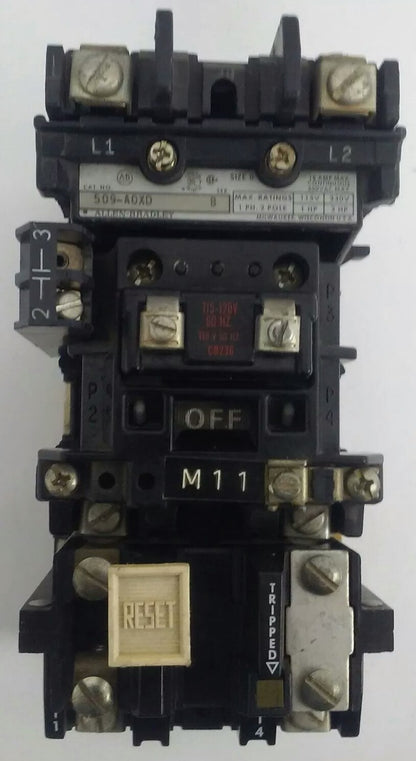 ALLEN BRADLEY 509-AOXD, SER. B, STARTER, 120V COIL CONTACTS GREAT CONDITION