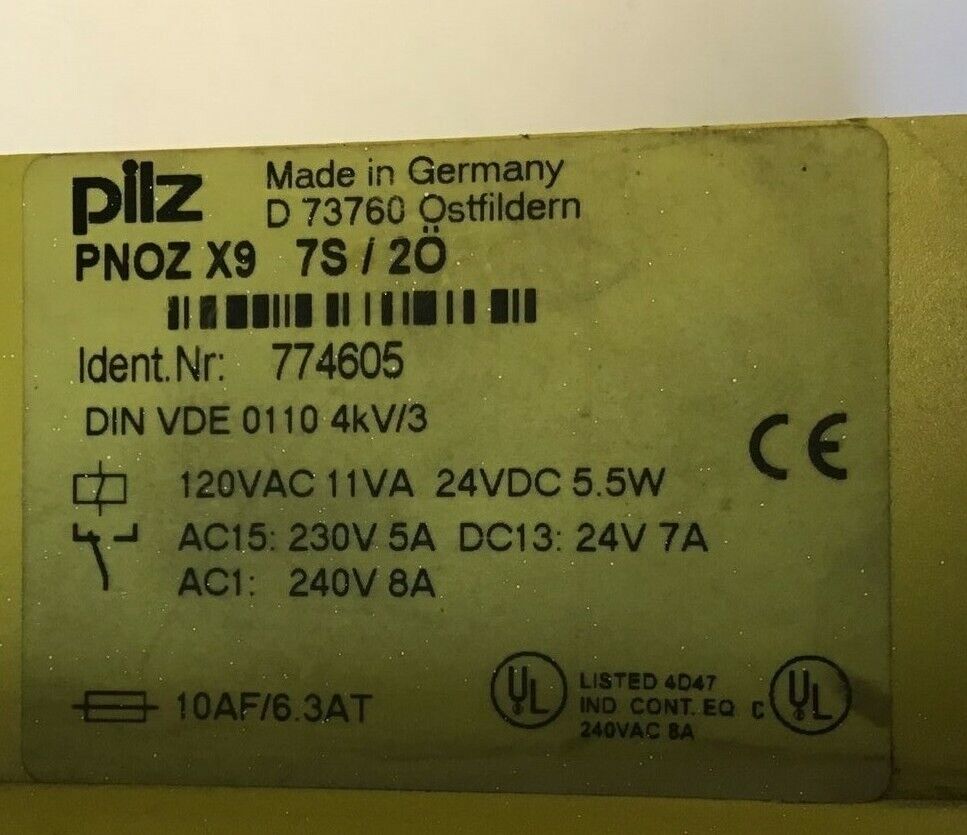 PILZ PNOZ XP 7S/2O SAFTEY RELAY 120VAC 24VDC 5.5