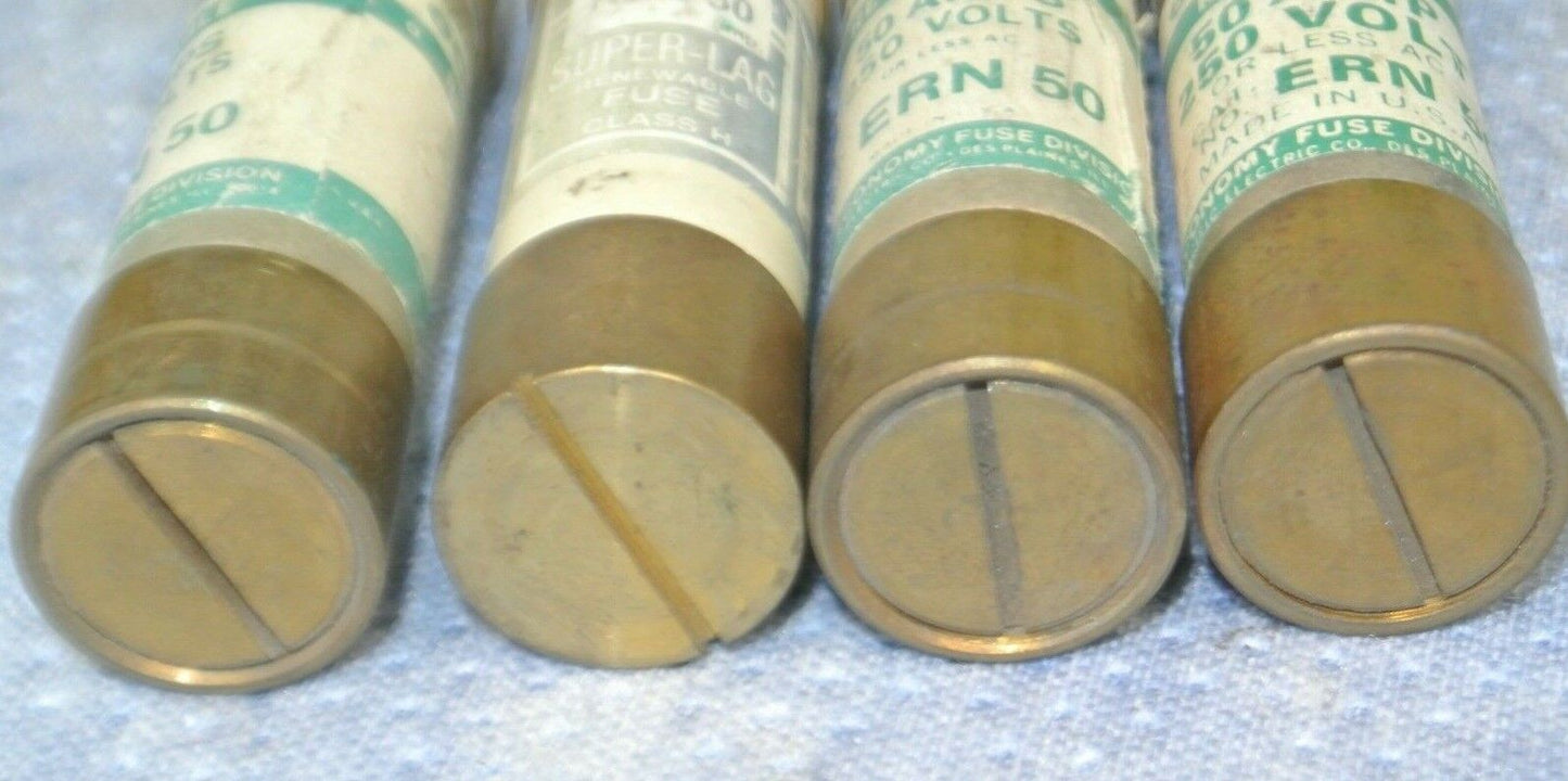 MIXED LOT of 4 RENEWABLE FUSES / 50A / 250V / BUSSMANN, ECONOMY