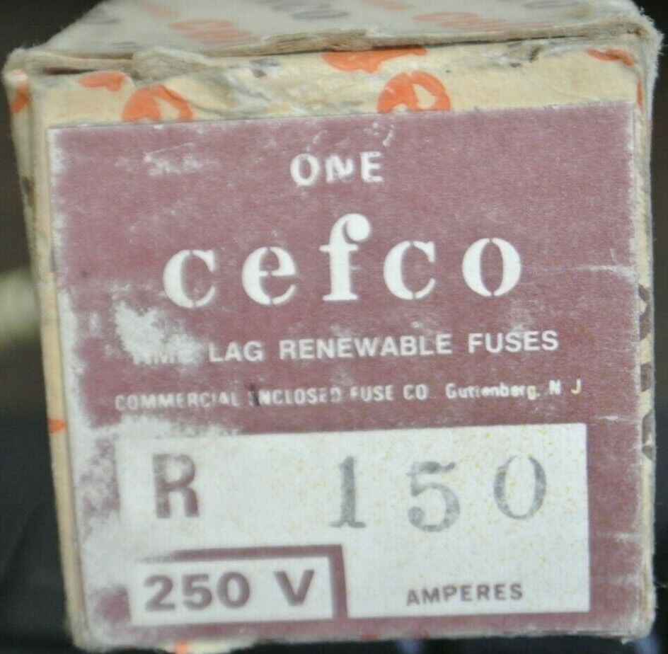 CEFCO R150 TIME LAG RENEWABLE FUSE / 250V / 150A / NEW SURPLUS / REN-150?