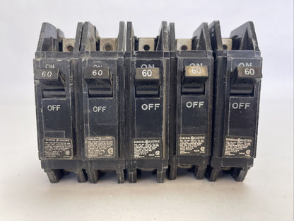 GE THQC1160 CIRCUIT BREAKER 1POLE 60AMP 120/240VAC (LOT OF 5)