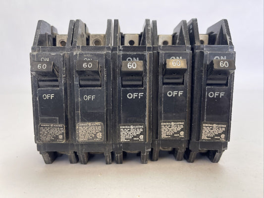 GE THQC1160 CIRCUIT BREAKER 1POLE 60AMP 120/240VAC (LOT OF 5)