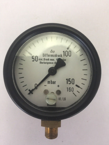 WIKA 0-160 PRESSURE GAUGE DIFFERENZDRUCK STAT. DRUCK MAX. 400 MBAR KI. 1,6