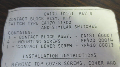 NAMCO EA171-10141 CONTACT BLOCK ASSEMBLY KIT - NEW SURPLUS - EA17110141 Rev. B