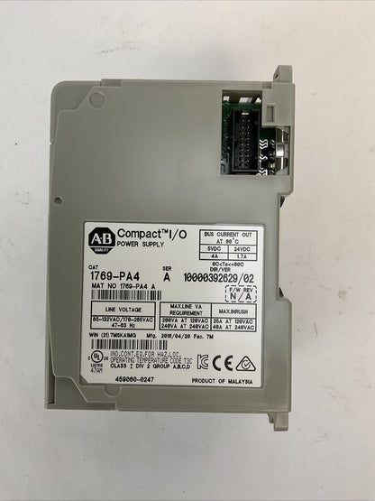 ALLEN BRADLEY 1769-PA4 SER A POWER SUPPLY F/W REV NA DIR/VER 10000392629/02 120/