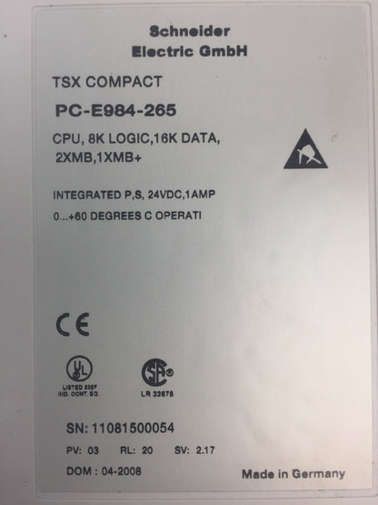 SCHNEIDER ELECTRIC  GMBH PC-E984-265 TSX COMPACT 24VDC