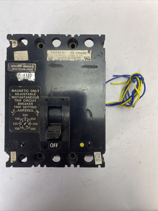 SQUARE D FAL3603015M1212 CIRCUIT BREAKER 30AMP 600VAC 3P ADJ INST TRIP 100-350A