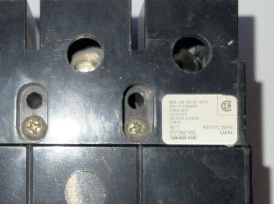 WESTINGHOUSE GHC3080 CIRCUIT BREAKER 480VAC 250VDC 80A 3POLE