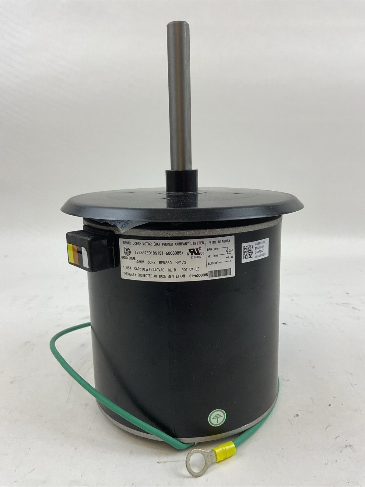 BROAD-OCEAN MOTOR Y7S859E018S (S1-6008085) CONDENSER FAN MOTOR 460V 1/3HP 850RPM